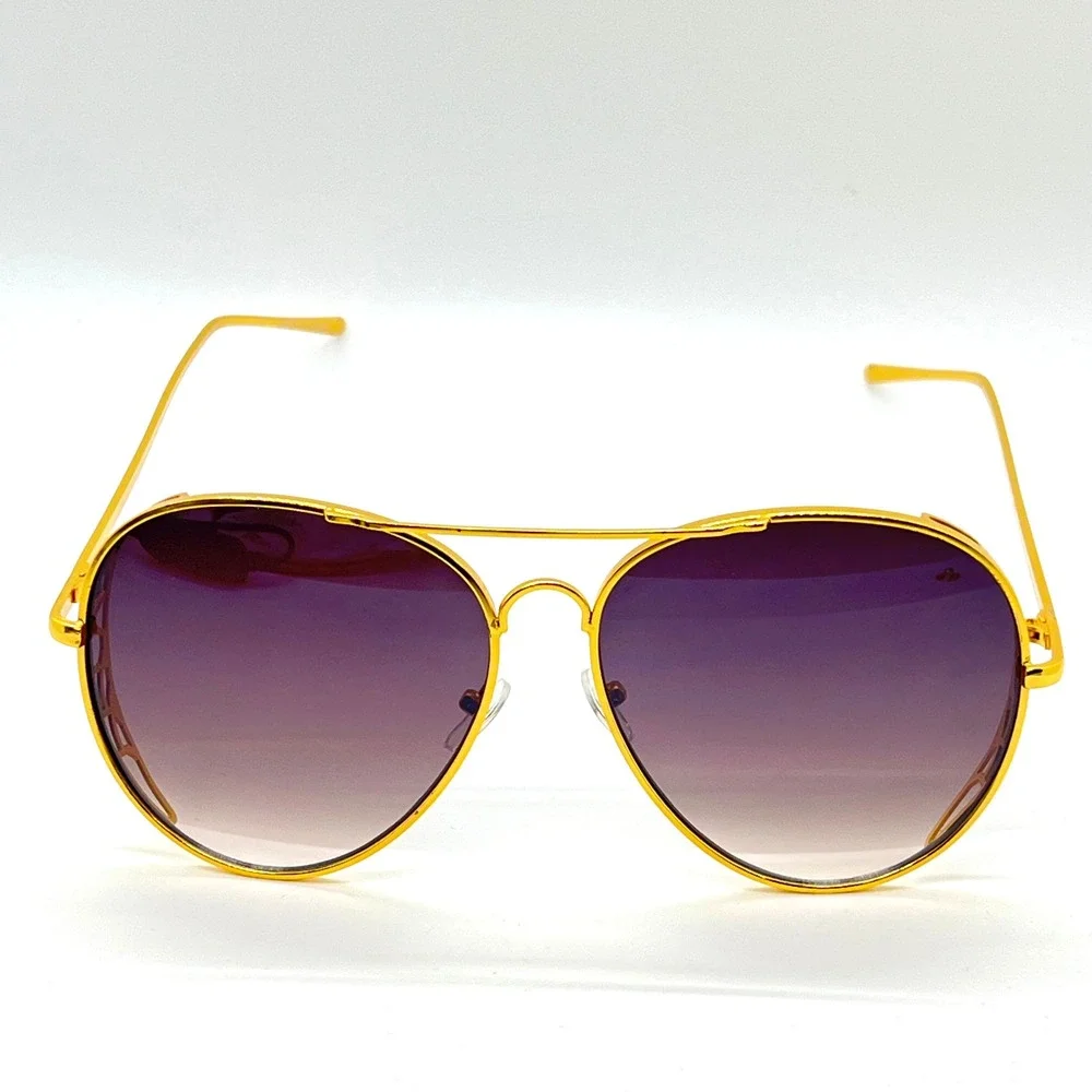 Aviator Sunglasses‎ Gold Frame Purple Lens Fashion Designer Style Oversized